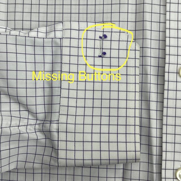 Eton Dress Shirt Mens 17.5-44 White Purple Check Long Sleeve Button Up FLAW - Picture 9 of 9